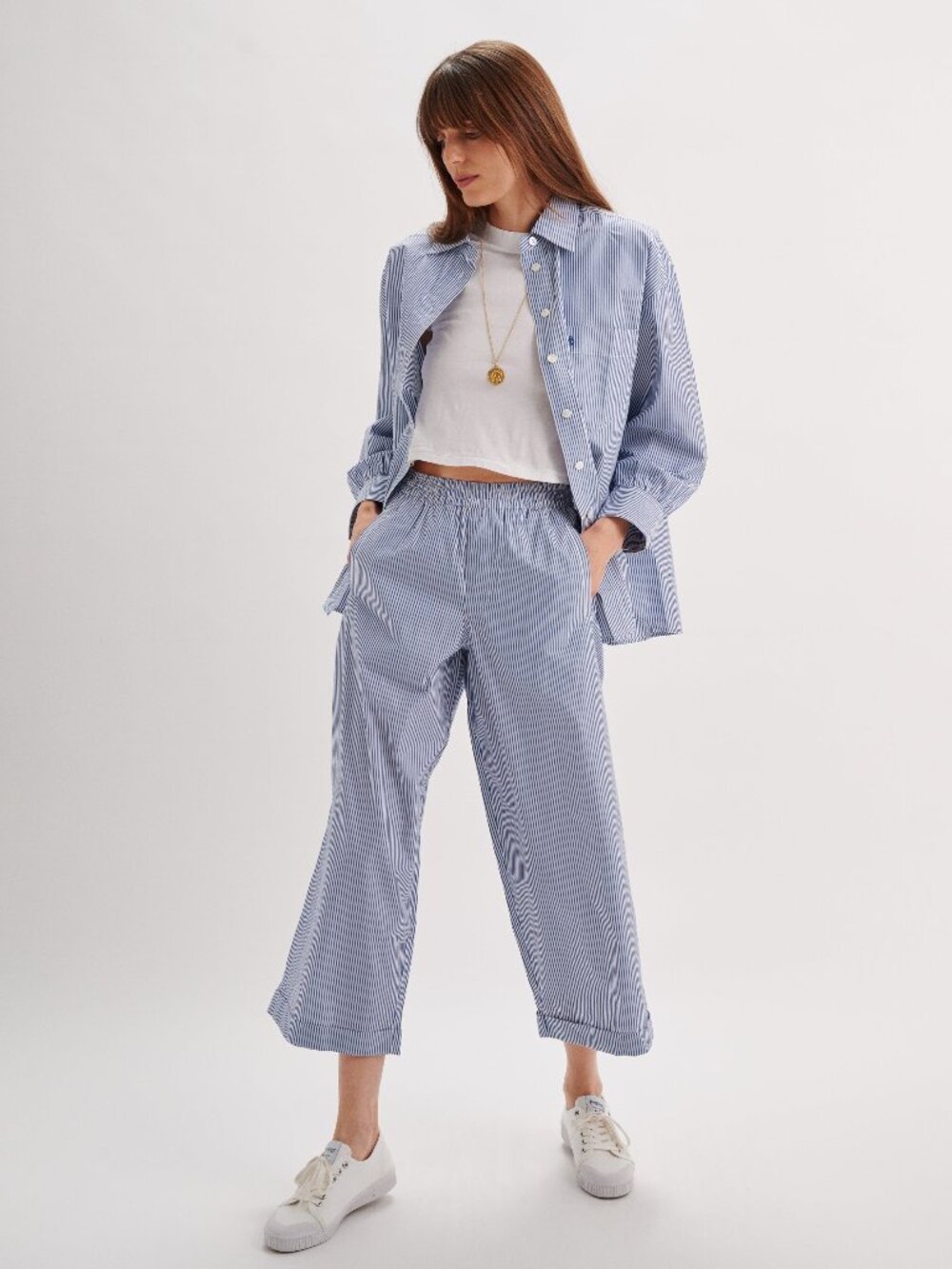 Suzie Kondi The Finance Pants in Blue Stripe Size Small